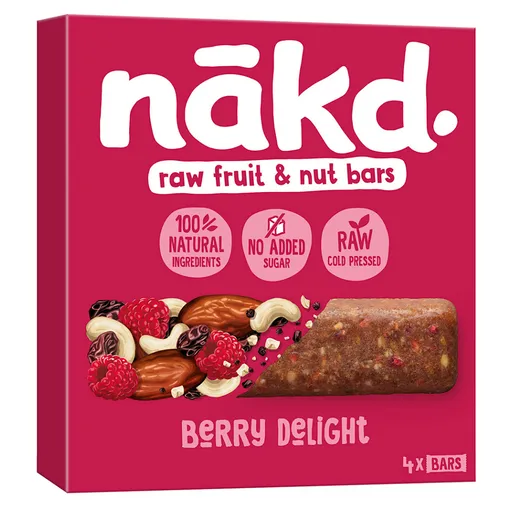 NAKD Berry delight ovocno orieškové raw tyčinky s malinami 4 x 35 g