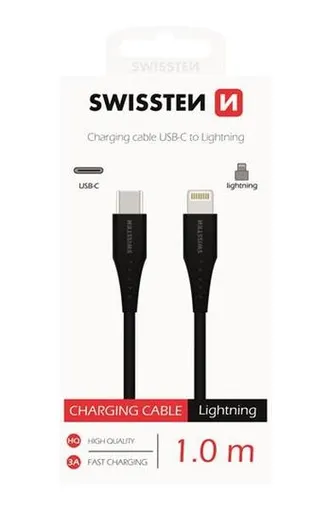 DÁTOVÝ KÁBEL SWISSTEN USB-C / LIGHTNING 1,0 M ČIERNY