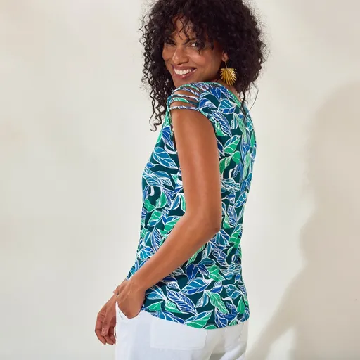 Tričko so šnúrkami na ramene, potlač