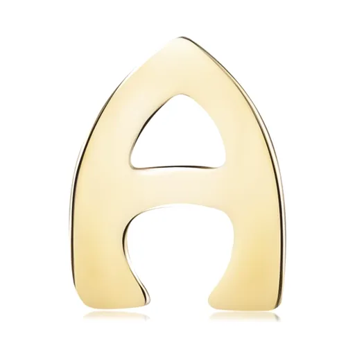 Prívesok zo žltého 14K zlata, tlačené písmeno A, zrkadlovolesklé