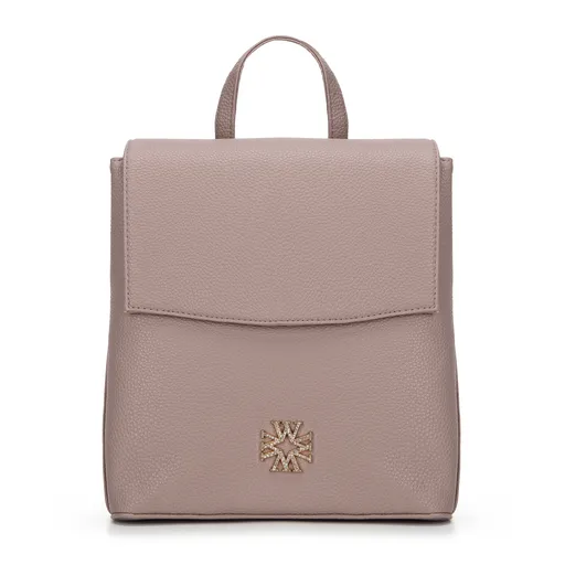 Dvojkomorový ruksak z ekokože béžový