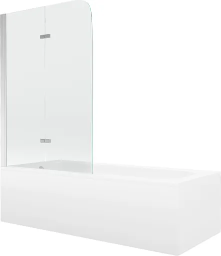 MEXEN/S - Vega obdĺžniková vaňa 160 x 70 cm s panelom + vaňová zástena 100, transparent, chróm 550116070X9010020100