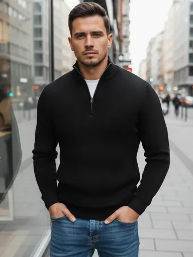 Čierny pohodlný sveter