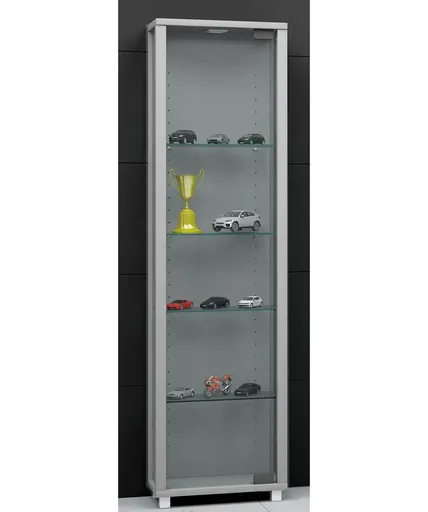 VCM Vitrína Edana Mini s LED osvětlením, stříbrná