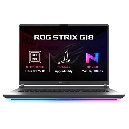 ASUS ROG Strix G18 - Ultra 9 Procesor 275HX/32GB/1TB SSD/RTX 5070 Tí 12GB/18"/2,5K/IPS/2y PUR/bez OS/šedá