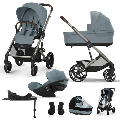 CYBEX SET Kočík 4v1 Balios S Lux Stormy Blue Gold 2024 s autosedačkou a doplnkami