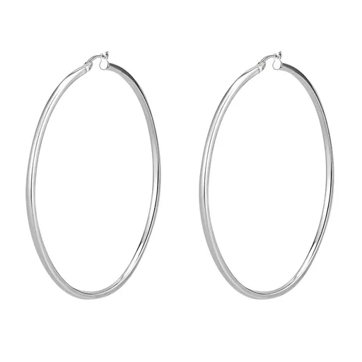 Strieborné náušnice 925 - klasické kruhy, lesklý povrch, francúzske zapínanie, 65 mm