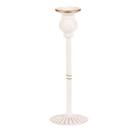 Kovový svietnik na kónickú sviečku 24 cm, biela, 24 cm