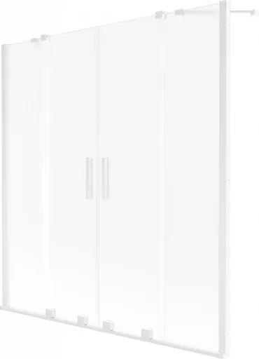 MEXEN/S - Velar Duo dvojkrídlová posuvná vaňová zástena 140 x 150 cm, dekor, biela 896-140-000-32-20