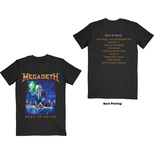 Megadeth tričko Rust In Peace Tracklist Čierna XL