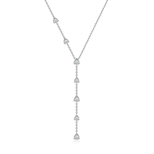 Strieborný náhrdelník 925, zirkónové trojuholníky, kombinované retiazky
