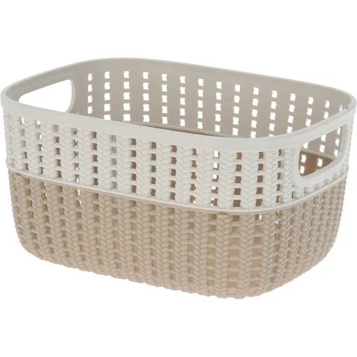Plastový košík Duo, krémová, 23,5 x 17,5 x 11,5 cm