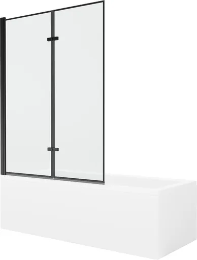 MEXEN/S - Cubik obdĺžniková vaňa 170 x 70 cm s panelom + vaňová zástena 120, čierna vzor 550317070X9212027070
