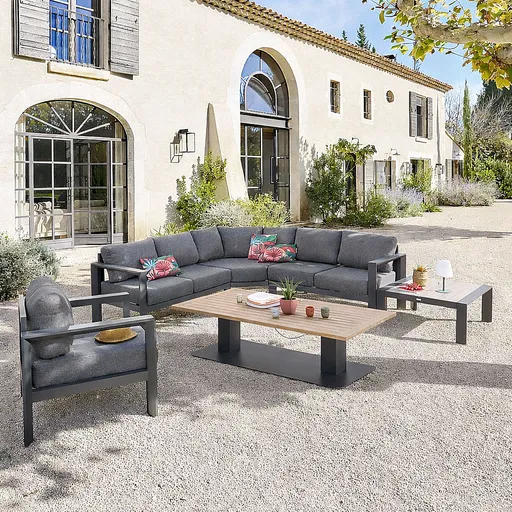 DEOKORK Hliníková rohová zostava VANCOUVER pre 6 osôb (antracit)