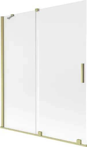 MEXEN/S - Velar dvojkrídlová posuvná vaňová zástena 140 x 150, dekor, zlatá kartáčovaná 896-140-000-31-55