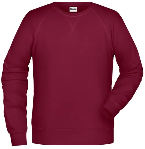 James & Nicholson (Daiber) Pánska mikina bez kapucne z biobavlny 8022 - Vínová | 2XL