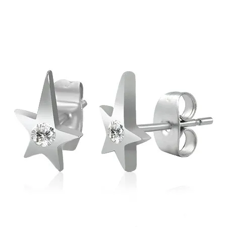 Náušnice z ocele - kométa so zirkónom