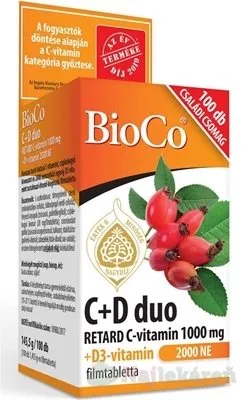 BioCo C+D duo RETARD C-Vitamín 1000 mg + D3-Vitamín 2000 IU 100 tabliet