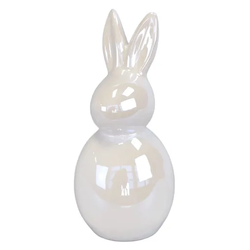 Veľkonočná dekorácia Biely zajac, keramika, 7,5 x 17,5 x 7,5 cm