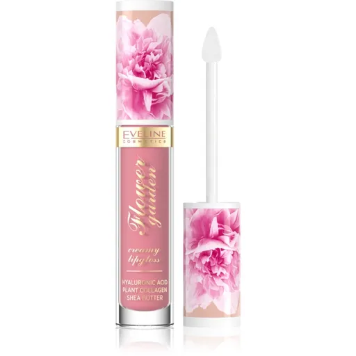 Eveline Cosmetics Flower Garden krémový lesk na pery s kyselinou hyalurónovou odtieň 01 Delicate Rose 4.5 ml