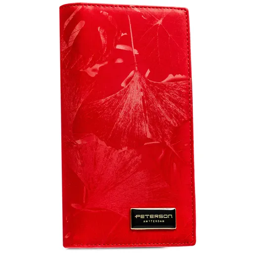 Červená vertikálna dámska peňaženka z kože s RFID ochranou a dvojitým zapínaním