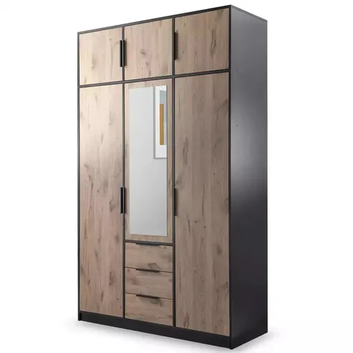 ArtStol Šatníková skriňa s nadstavcom LATI D3 | čierna/dub viking