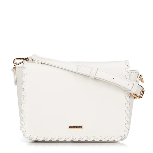 Dámska crossbody s olemovanou klopou krémová 100-4Y-235-0