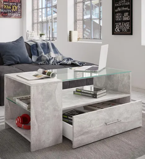 VCM Odkládací stolek Tindala, betonový vzhled