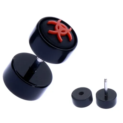 Okrúhly fake piercing do ucha z akrylu - symbol biohazardu