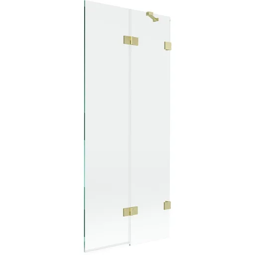 MEXEN/S - Lunar vaňová zástena 2-krídlová pravá 80 x 150, transparent, zlatá kartáčovaná 897-080-100-55-00-P