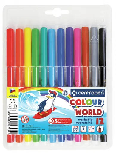Popisovač Centropen 7550/12 12 farieb valcový hrot 1mm