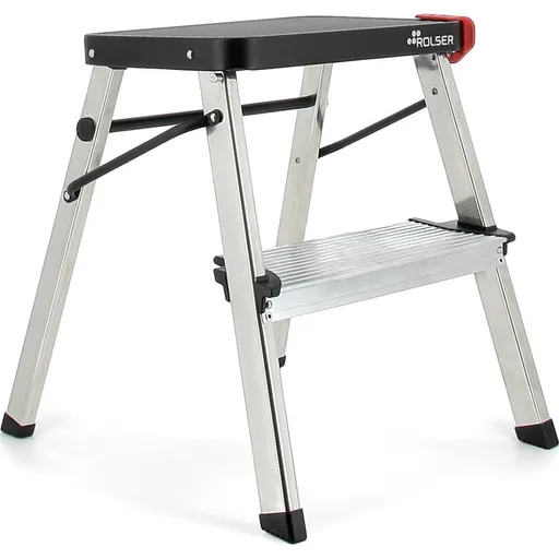 Rolser Domáce skladacie schodíky Taburete, 2 extra široké stupne, čierna