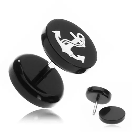 Falošný piercing do ucha z akrylu - námornícka kotva s lanom