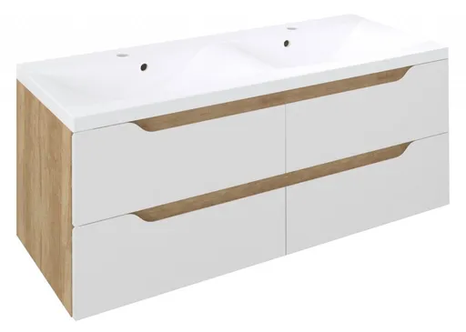 SAPHO Dvojitá skrinka WAVE 119,7x50x47,8cm, biela/dub alabama WA120-3022