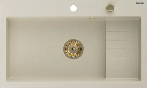 MEXEN/S MEXEN/S - Omar granitový drez 800 x 480 mm, béžová, zlatý sifón 6520801005-69-G