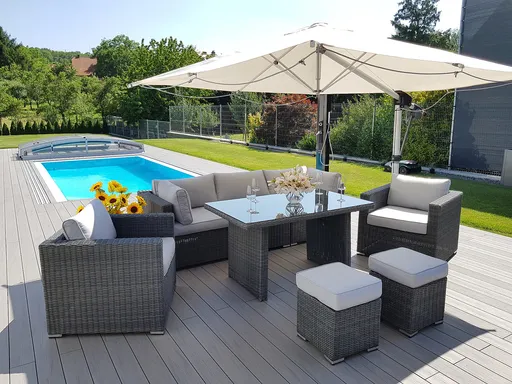 DEOKORK Ratanová variabilná zostava jedalenská SEVILLA pre 7 osob (antracit)