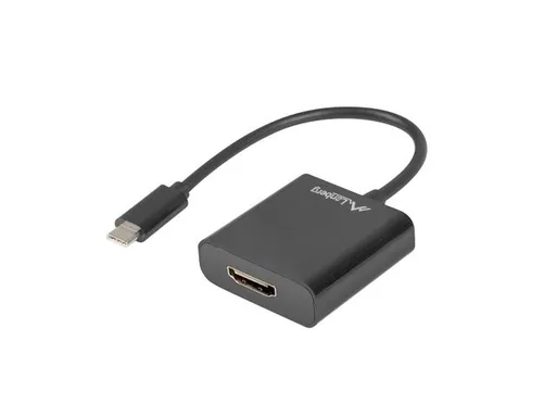LANBERG USB-C(M) 3.1 na HDMI(F) adaptér kábel 15CM (Displayport ALT MODE) čierny