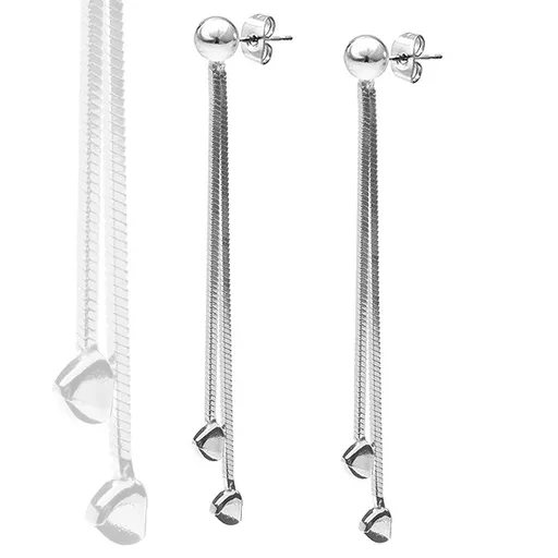 Náušnice zo striebra 925 - visiace retiazky so srdiečkami