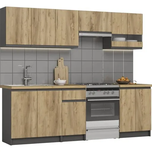 Kuchynská linka Naturel Katarina Grafit LUX 2,4 m KSETKATARINAG