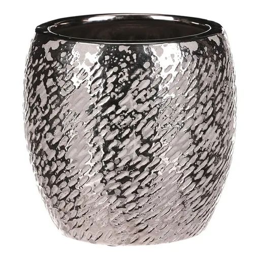 Keramický obal na kvetináč Silver pr. 17cm, strieborná