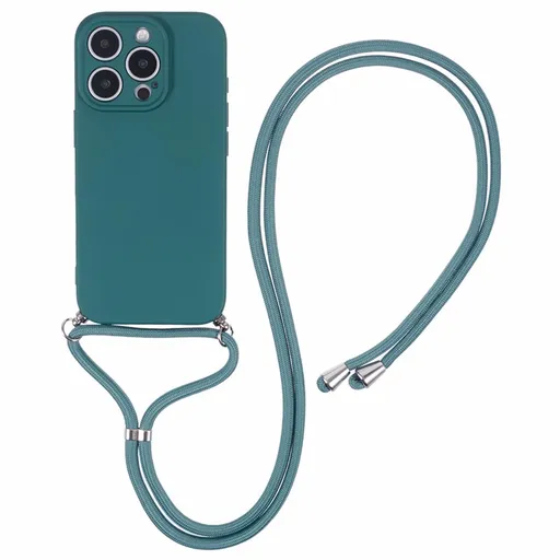 PROTEMIO ROPE Kryt so šnúrkou Apple iPhone 16 Pro tmavozelený