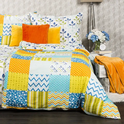 4Home Krepové obliečky Patchwork blue, 140 x 200 cm, 70 x 90 cm, 140 x 200 cm, 70 x 90 cm