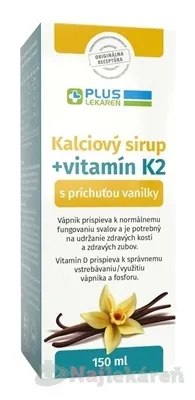 PLUS LEKÁREŇ Kalciový sirup s vitamínom K 2 150ml