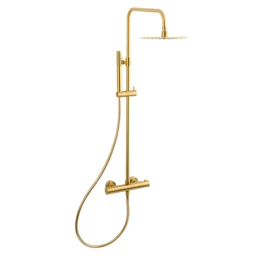 Sprchový systém SAT DARK na stenu s termostatickou batériou brúsené zlato SATDASSTKBZ