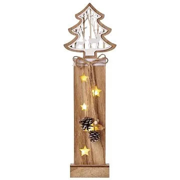 EMOS LED vánoční strom dřevěný, 48 cm, 2x AA, vnitřní, teplá bílá, časovač (DCTW03)