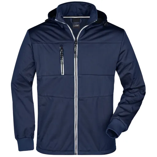 James & Nicholson (Daiber) Pánska športová softshellová bunda JN1078 - Tmavomodrá / tmavomodrá / biela | L