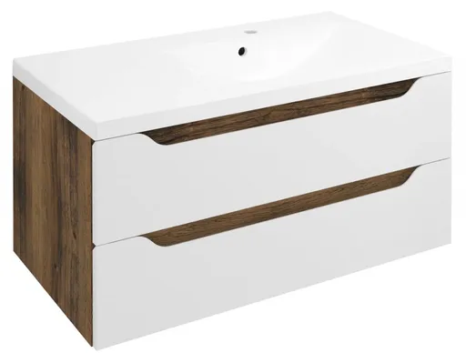 SAPHO - WAVE umývadlová skrinka 89,7x45x47,8cm, pravá, biela/dub collingwood WA093-3019