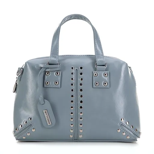 Damski kuferek ze skóry ekologicznej z chwostem niebieski 99-4Y-431-N