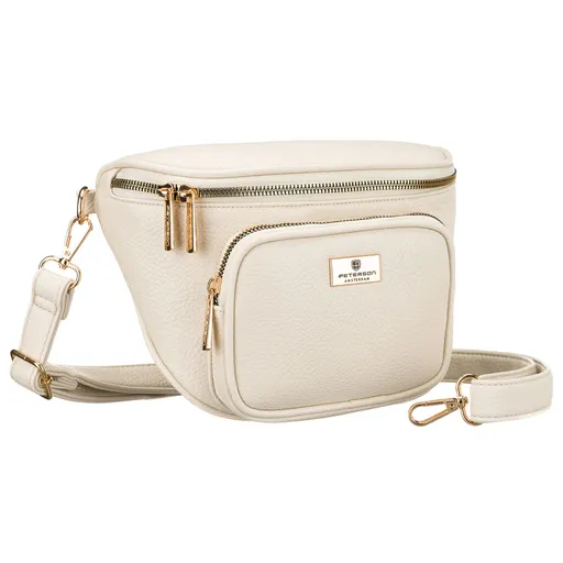 Svetlobéžová dámska crossbody kabelka z ekologickej kože so zlatými detailmi