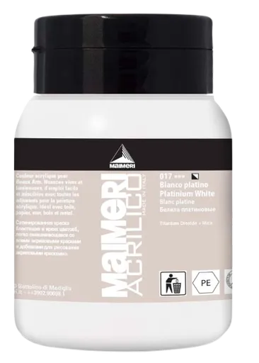 MAIMERI ACRILICO - Akrylové farby 017 - platinum white, 0,5 L